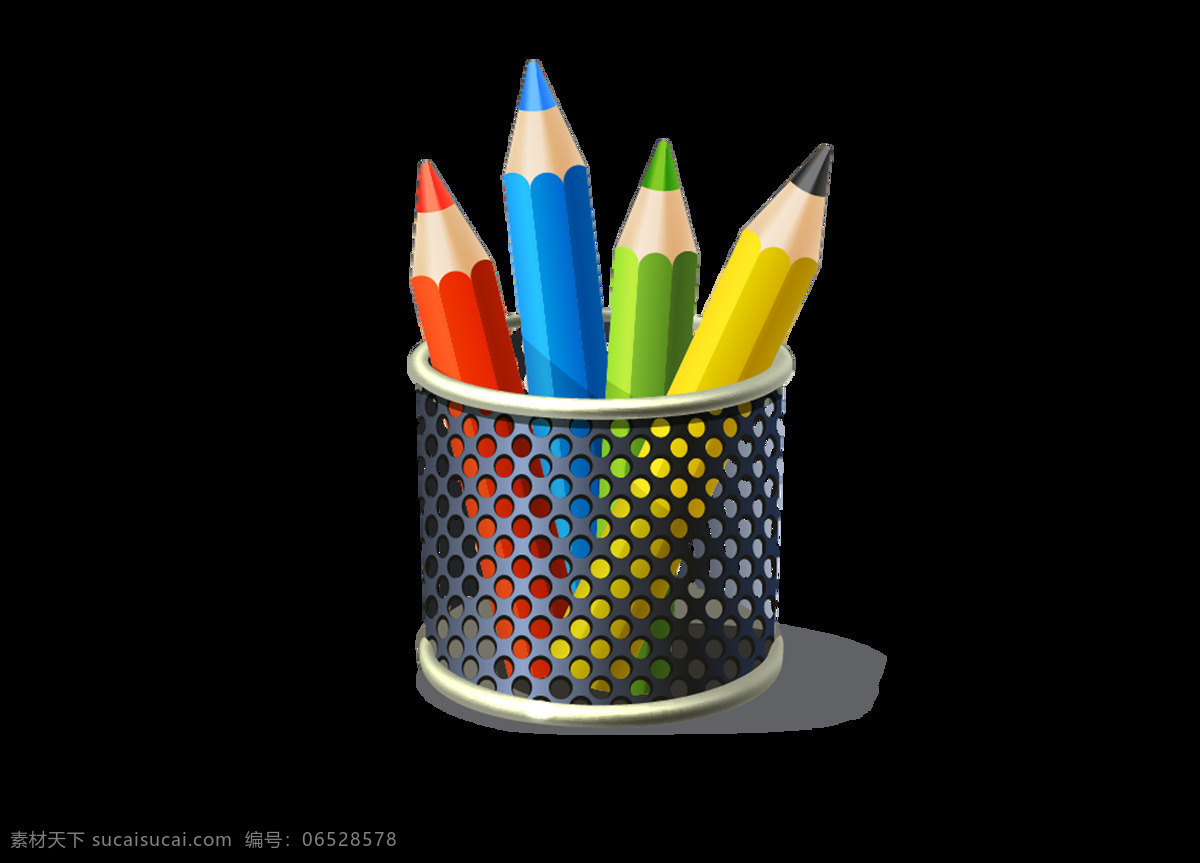 矢量 笔筒 里 彩色 铅笔 画画 透明元素 png元素 免抠元素