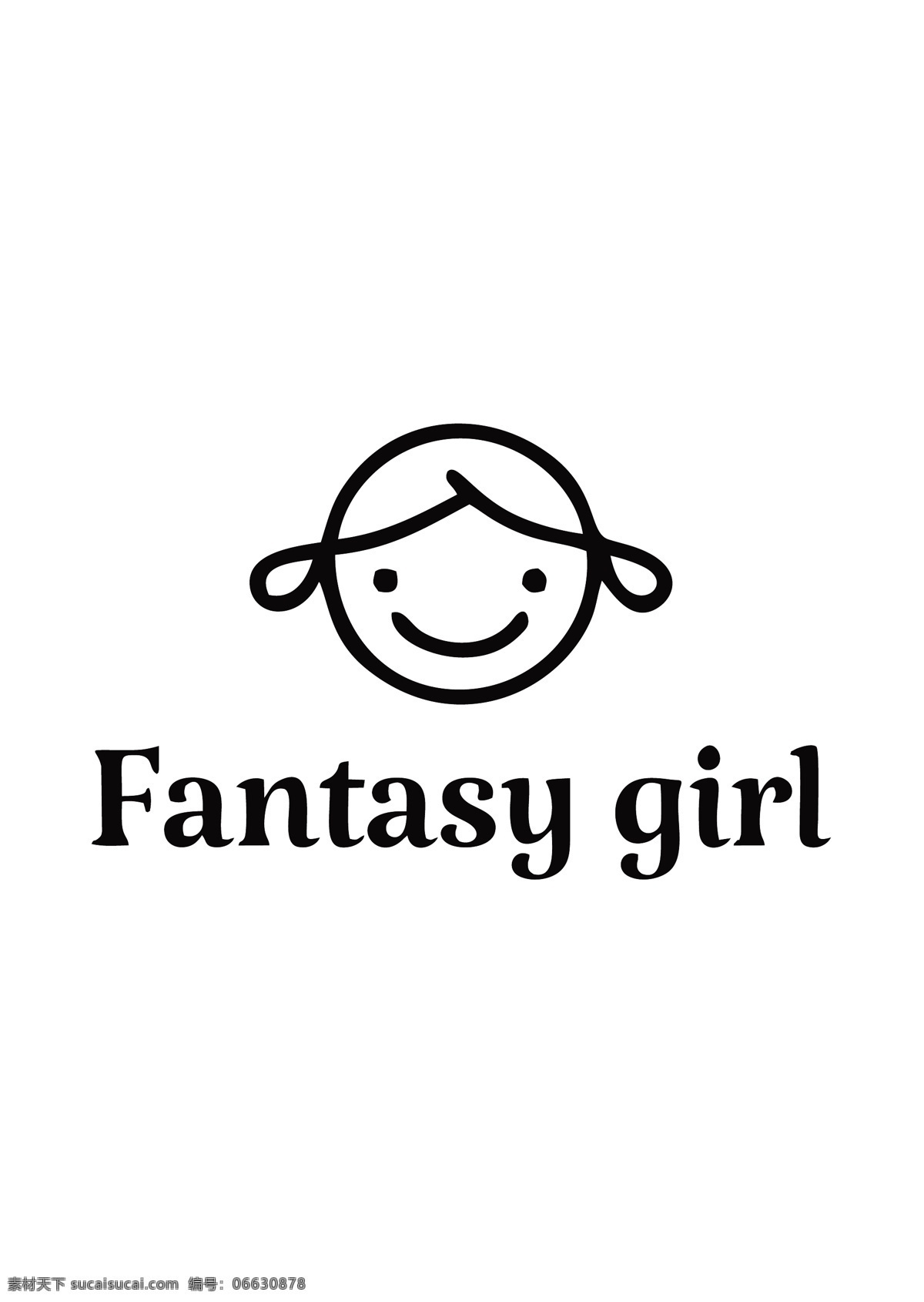 可爱 卡通 女孩 logo logo设计 标识设计 线条logo ai矢量