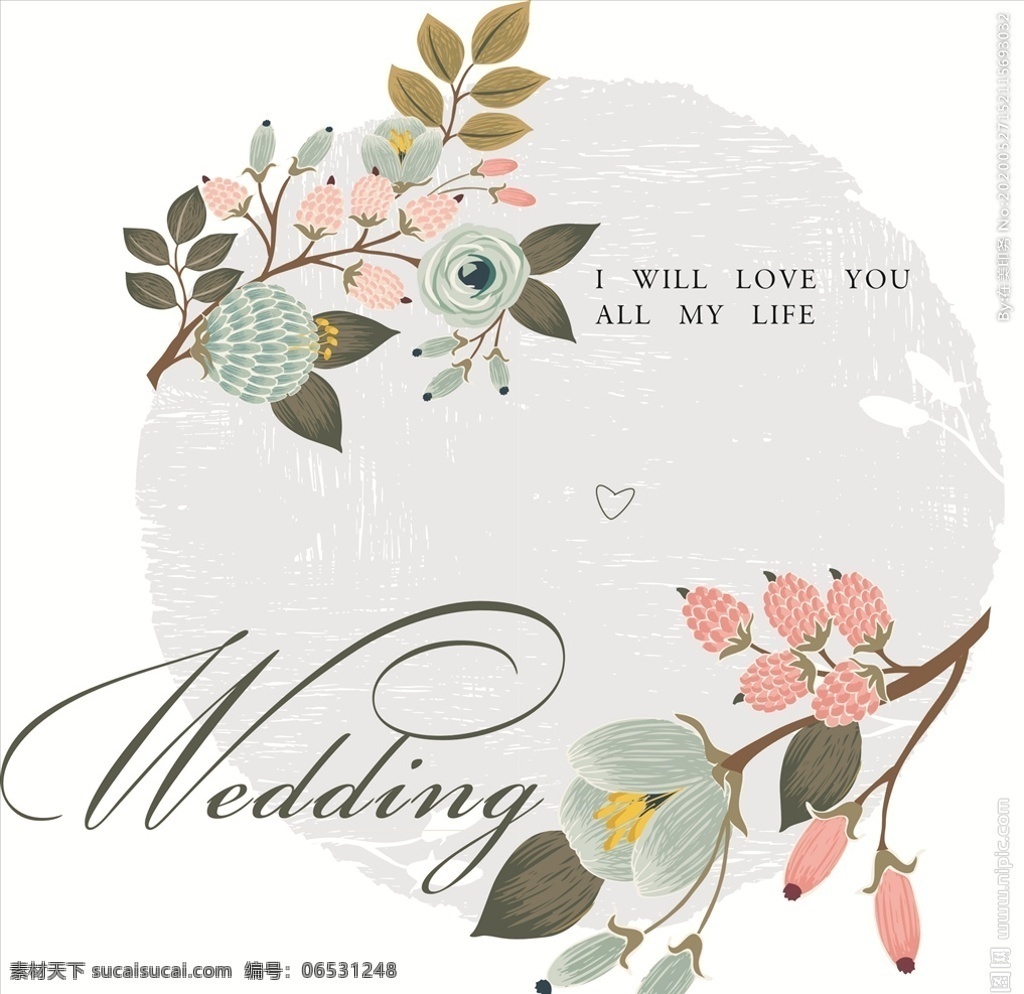 婚礼 迎宾牌 结婚 字母 花纹 花环 cdr素材源