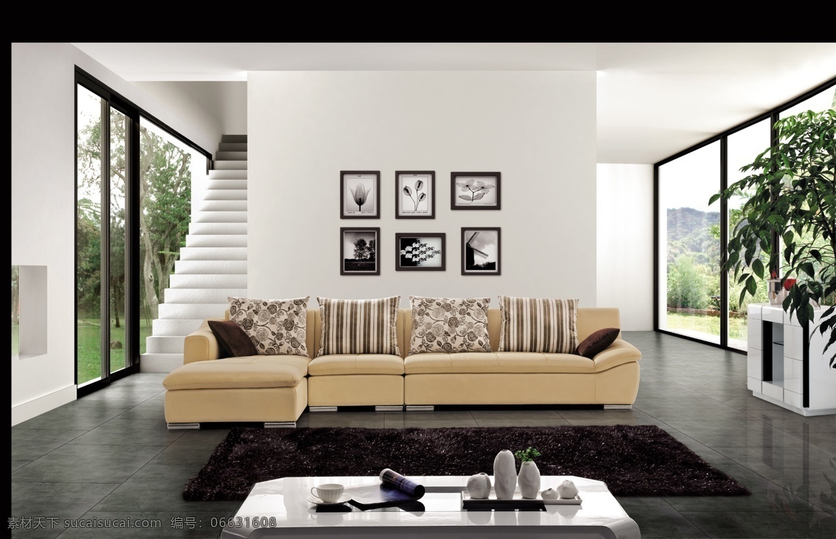 布艺沙发 茶几 地毯 挂画 沙发背景 背景图片 家居装饰素材 室内设计