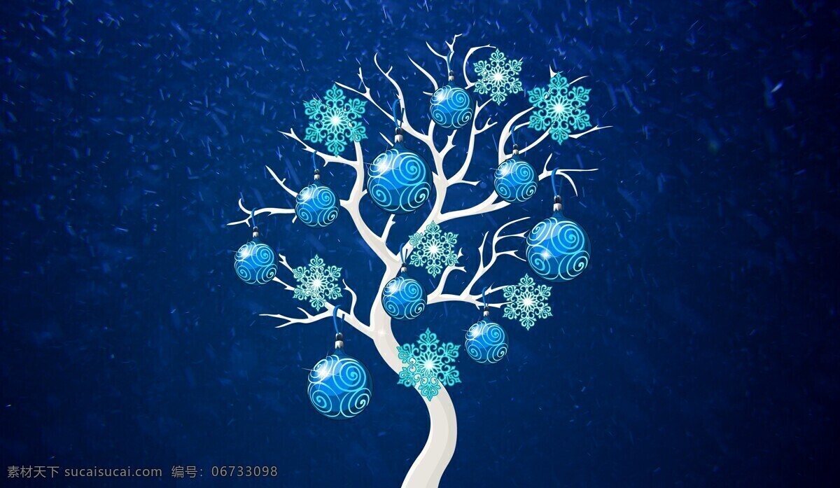蓝色彩球树 蓝色 彩球树 圣诞 桌面 背景 设计素材 底纹边框 背景底纹