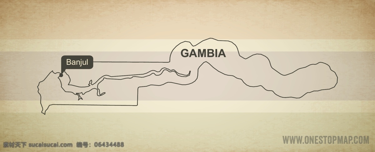 矢量 冈比亚 地图 矢量图 米色 冈比亚地图 黄色