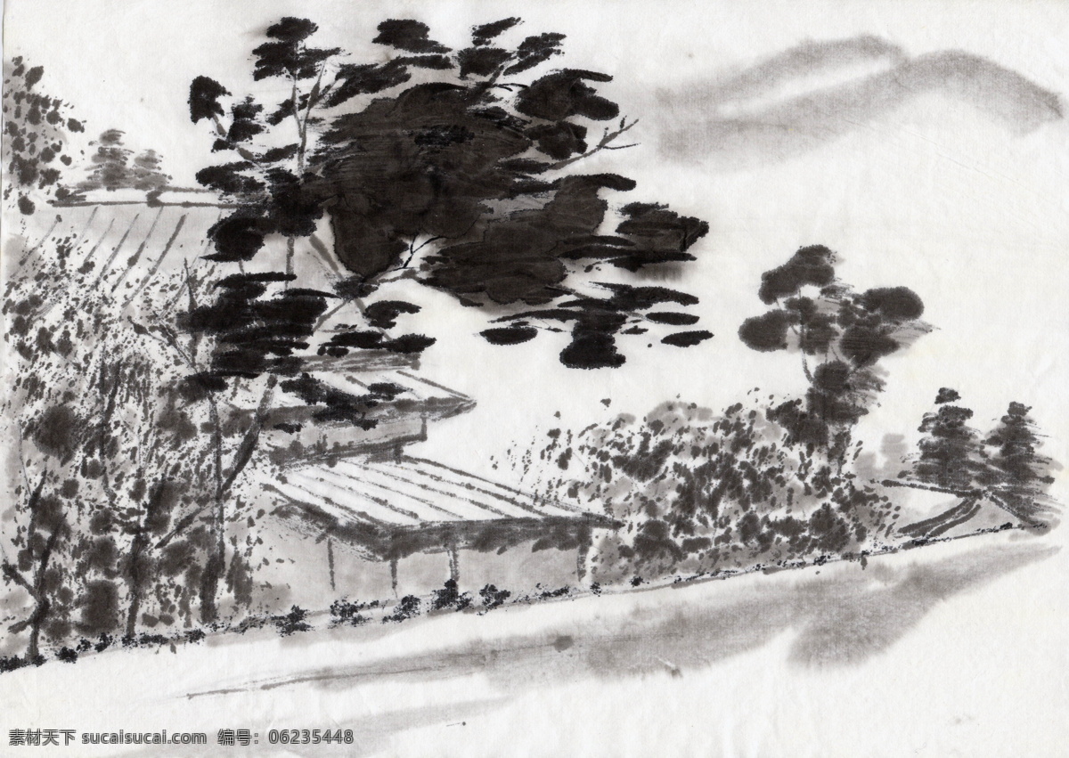 水墨 乡村 风景 图 国画风景写意 山水画 水墨风景画 水墨画 绘画艺术 名画 装饰画 中堂画 书画文字 文化艺术