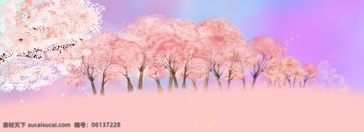 樱花 梦幻 粉色 背景 花瓣 创意 渐变 唯美
