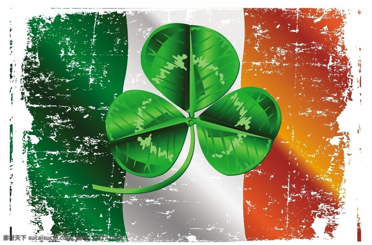 爱尔兰 国旗 插画 国庆 斑驳 插画素材 国旗插画素材 国旗素材 三叶草 白色