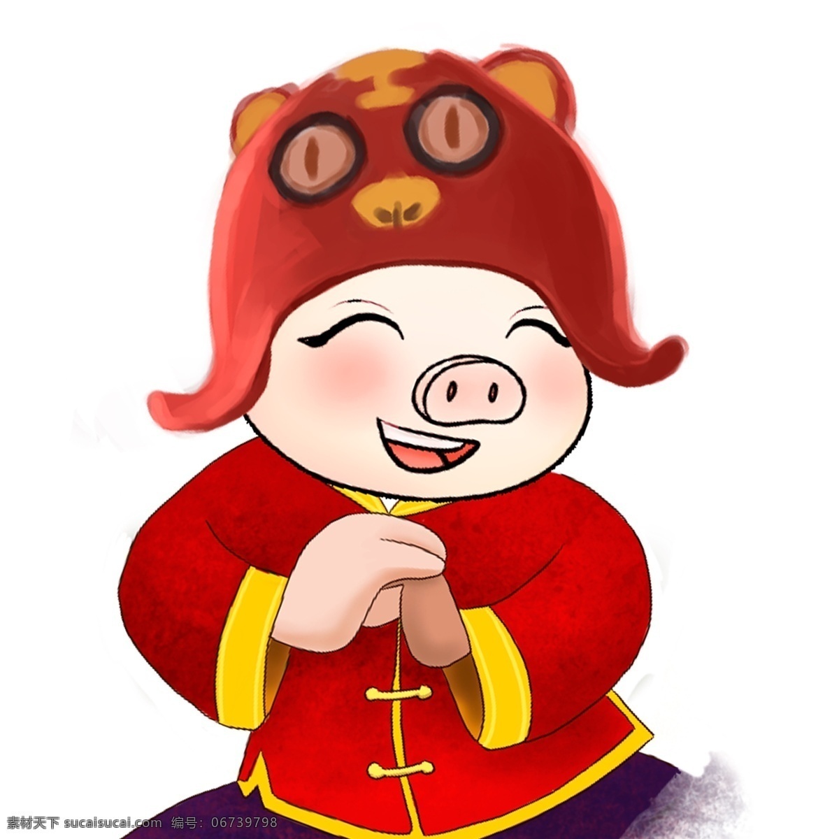 卡通 喜庆 拜年 猪 春节 过年 插画 新年 猪年 2019年 小猪形象 猪年形象 卡通小猪
