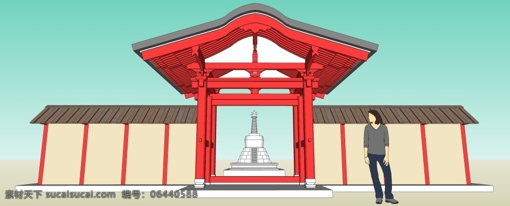 加入 云南 风格 元素 唐 门 唐门 云南元素 木结构 园林小品 sketchup 模型