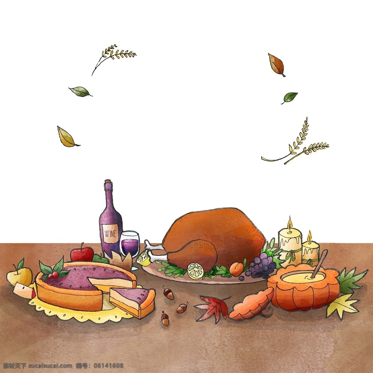 各种 食物 感恩节 元素 免 抠 透明 图形 海报 广告 感恩节装饰图