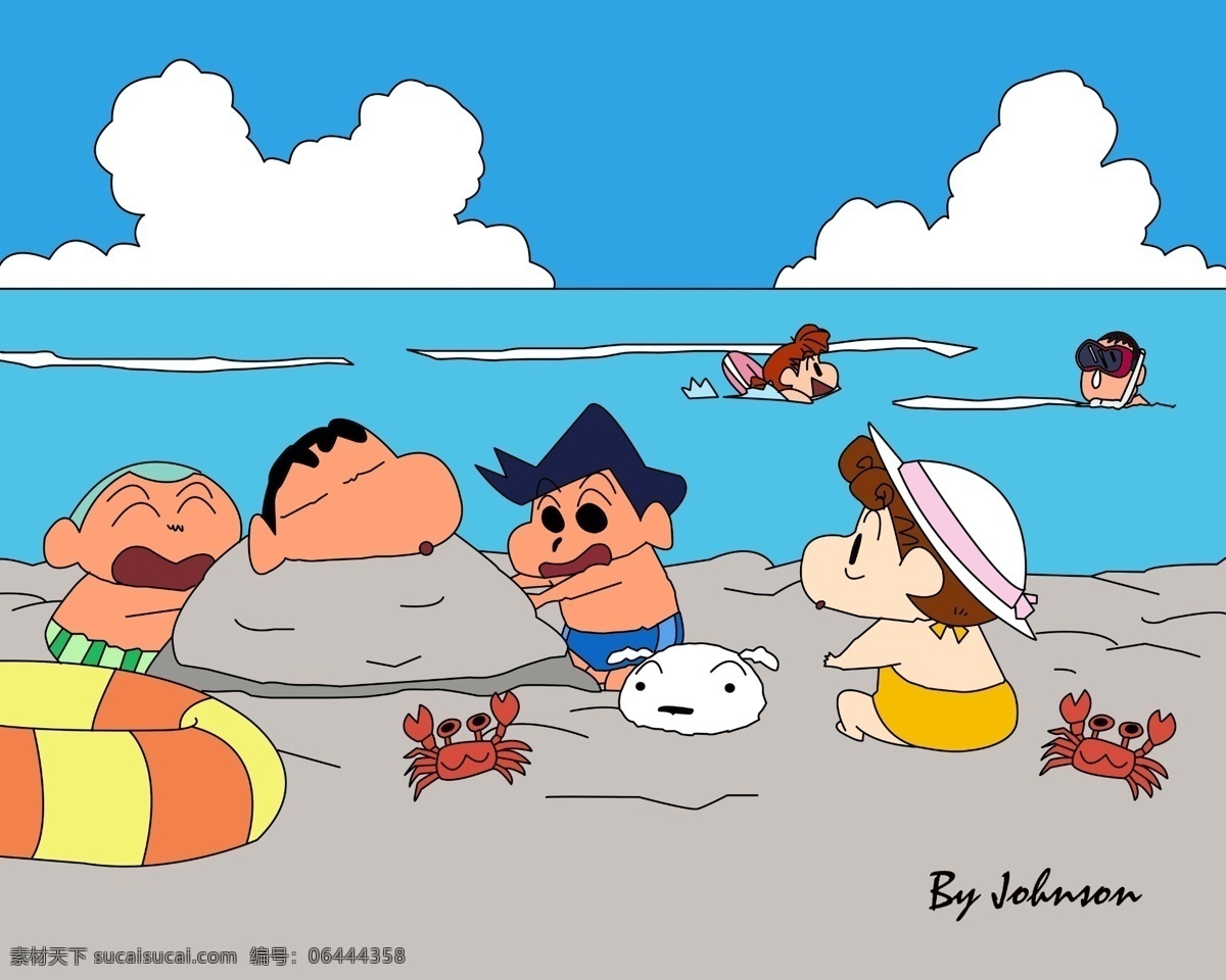 蜡笔小新 朋友 海边 蜡笔 小新 动画 日本 喷绘 动漫动画 动漫人物
