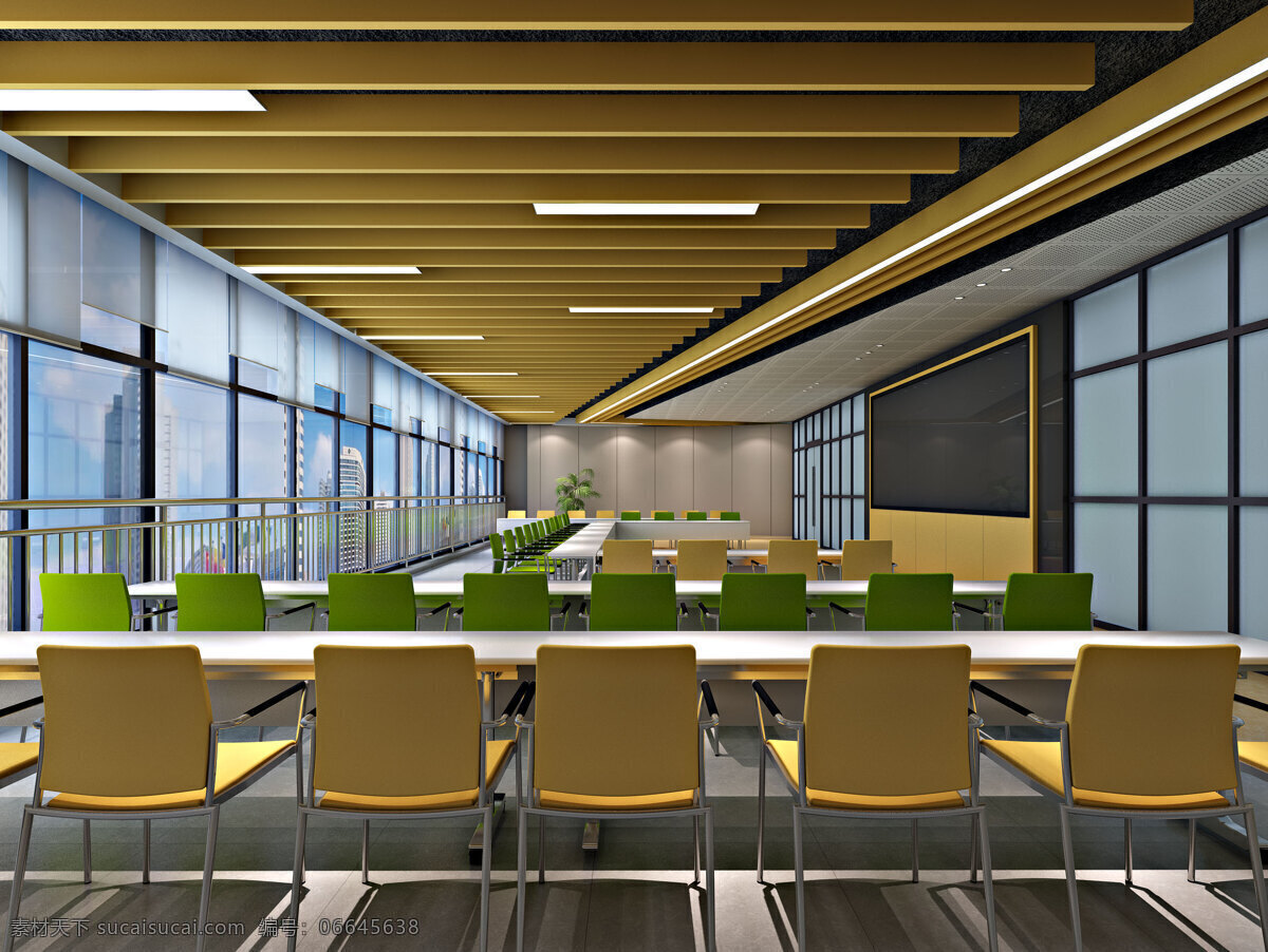 办公室效果图 办公室 室内设计 绿色背景 简约办公 开敞办公区 环境设计