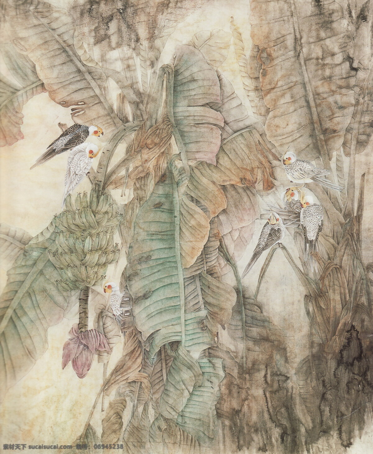 芭蕉 风景画 工笔画 国画 花 绘画书法 绿叶 鸟 悄语 下 设计素材 模板下载 悄语芭蕉下 线描 中国画 植物 树木 大师作品 工笔画花草 鲜花 叶子 芭蕉树 小鸟 当代 中国 工笔 走兽 花鸟画 文化艺术 家居装饰素材 山水风景画
