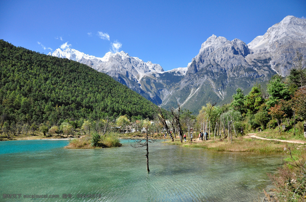 丽江免费下载 蓝天 丽江 绿树 绿水 山水风景 雪山 优美 蓝月谷 自然风景 自然景观 psd源文件