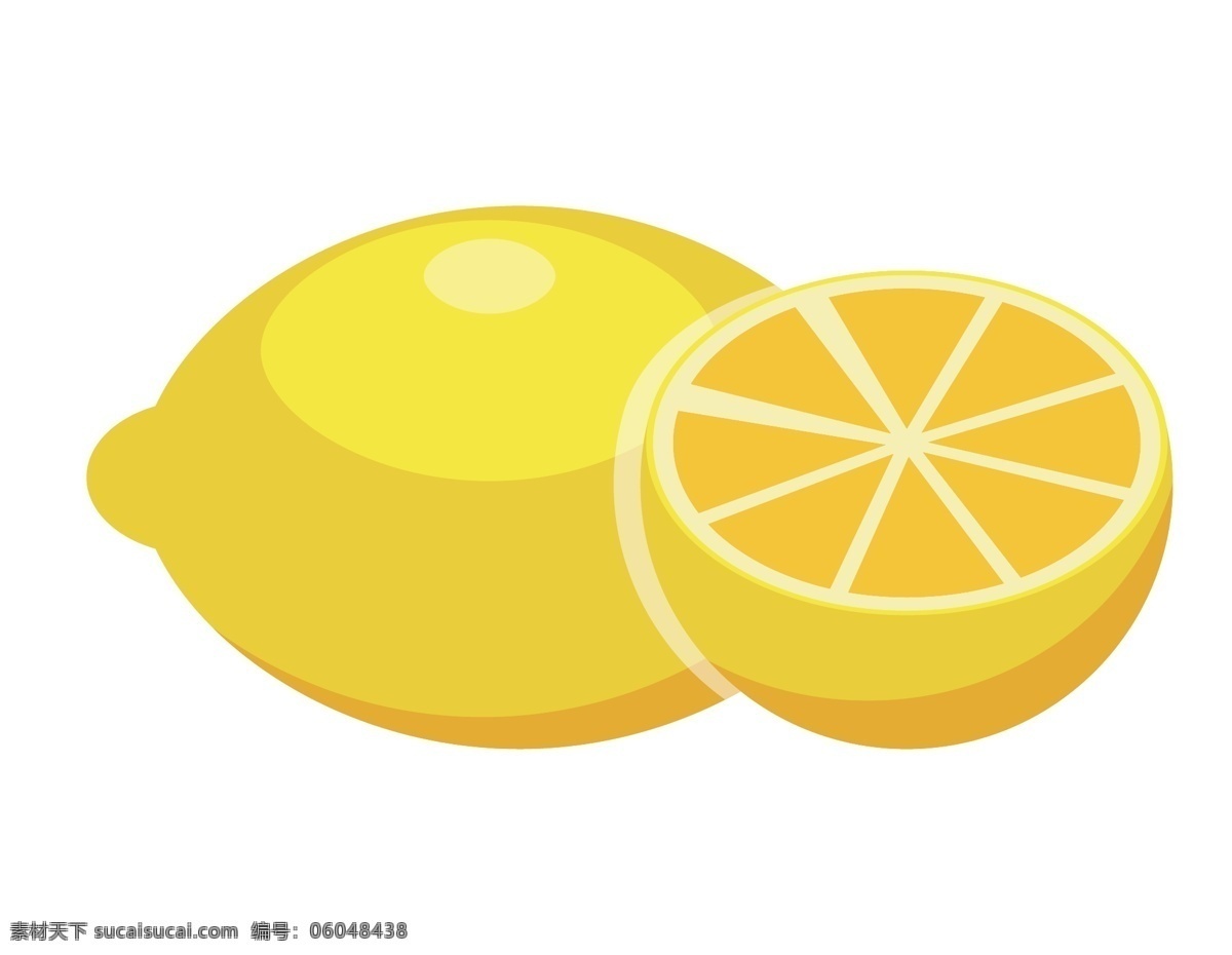 卡通 营养 柠檬 元素 黄色柠檬 有机绿色 矢量元素 手绘 水果 ai元素