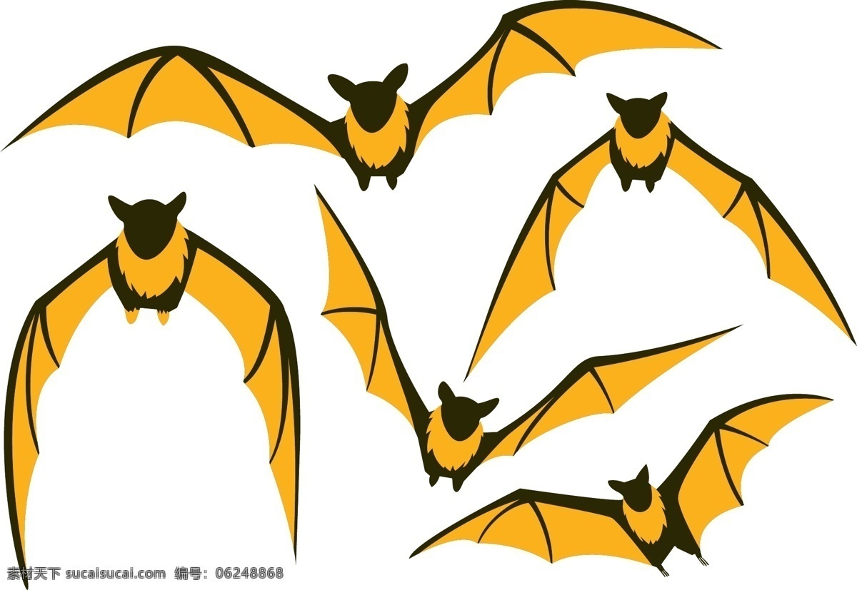 矢量蝙蝠 矢量图 黄色 蝙蝠 白色