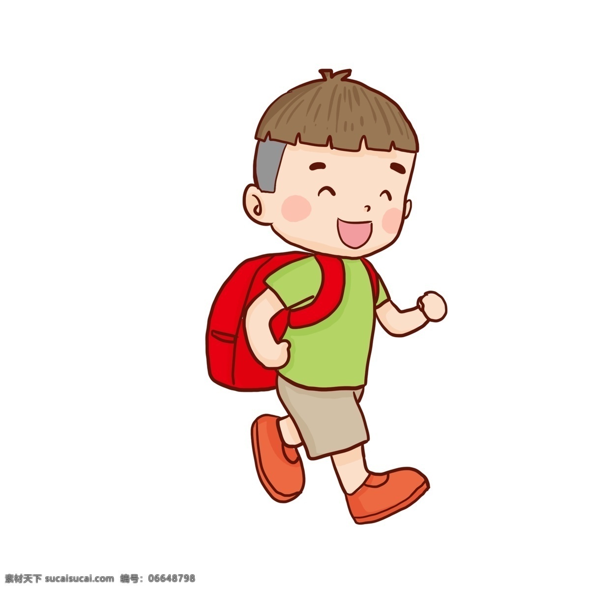 彩绘 开心 上学 小 娜 还 卡通 漫画 人物 学生 小学生 小男生 书包 插画