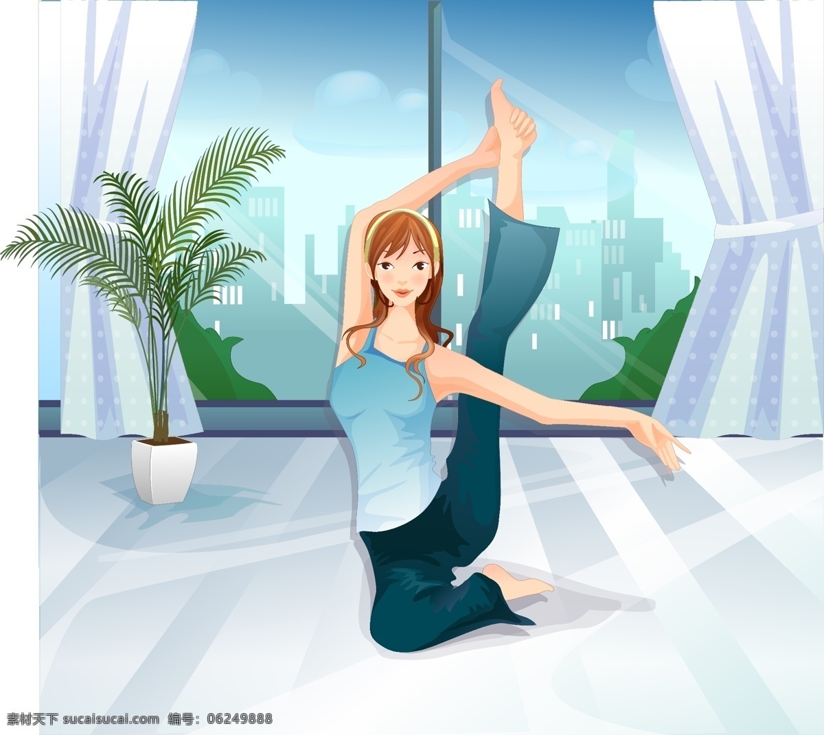 锻炼 妇女女性 高清晰 精品 可爱 美女 少女 矢量人物 矢量图库 瑜伽 矢量 模板下载 瑜伽美女 学生
