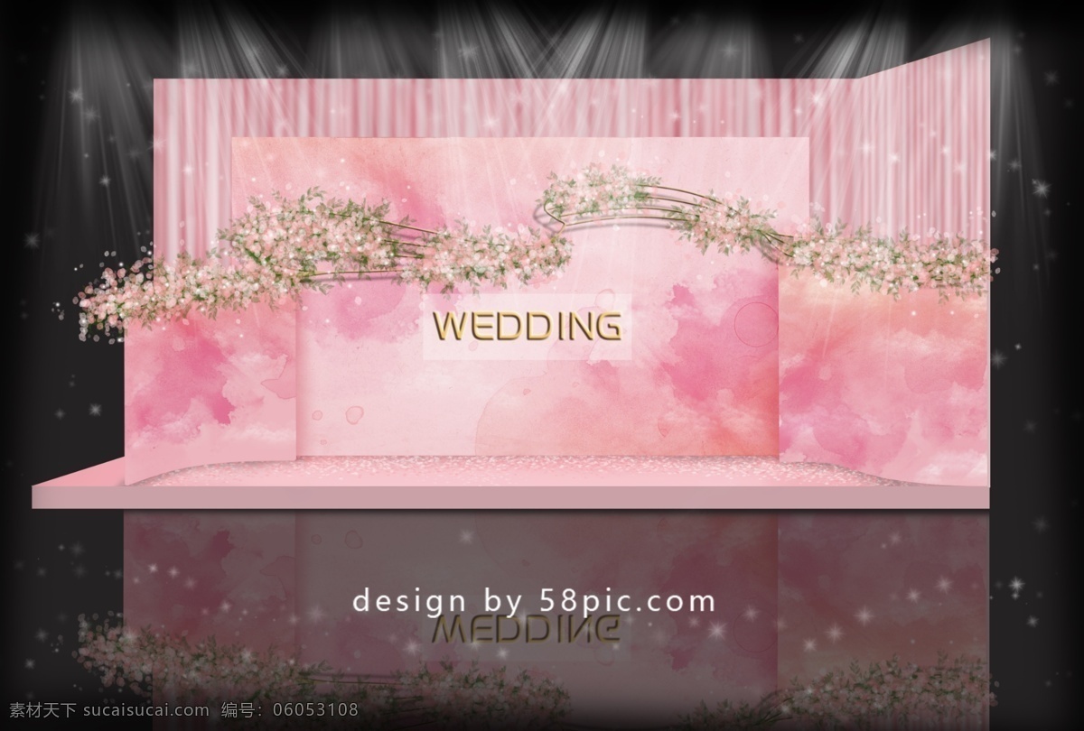 粉色 迎宾 区 婚礼 手绘 效果图 粉色婚礼 粉色水彩 水彩晕染背景 婚礼设计 粉色迎宾区