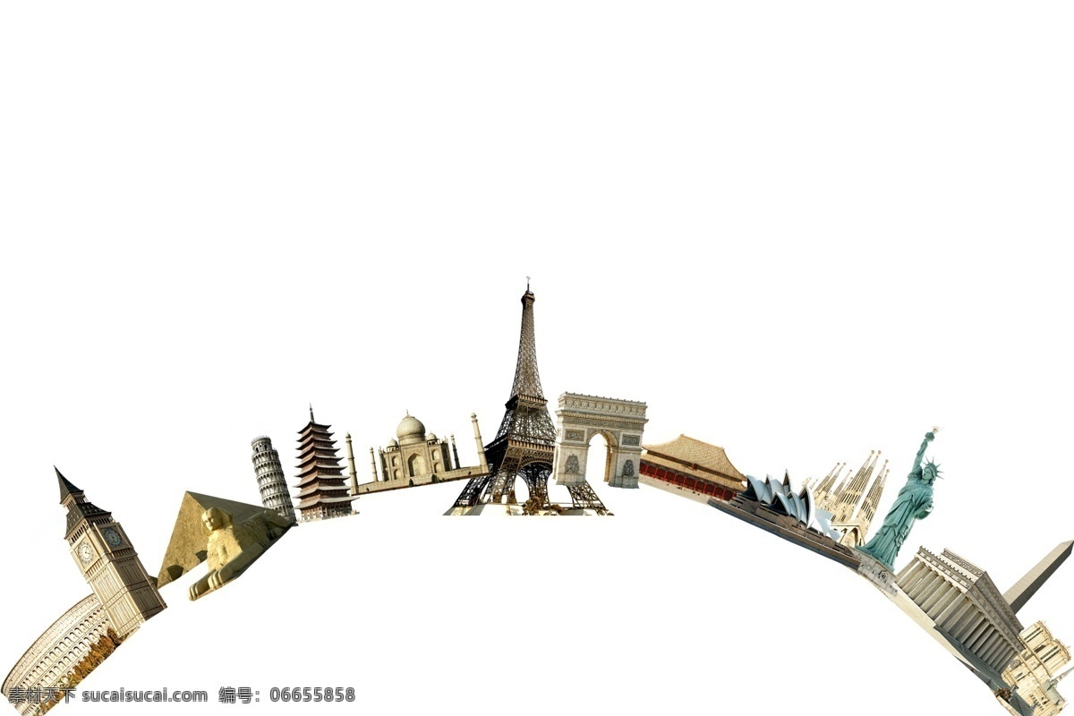 世界 著名 建筑 版 自由女神 巴黎铁塔