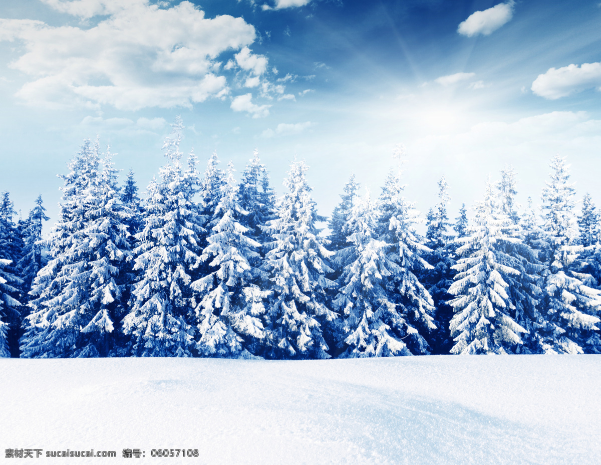 冬季 雪景 冬天 美丽风景 景色 美景 积雪 阳光 天空 雪景图片 风景图片