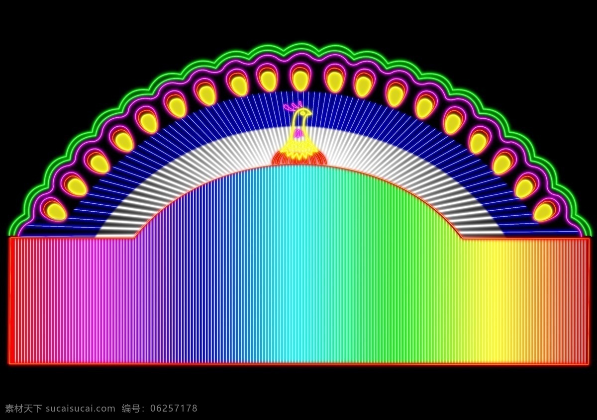 孔雀 分层 广告牌 霓虹灯 源文件 装饰素材 灯饰素材