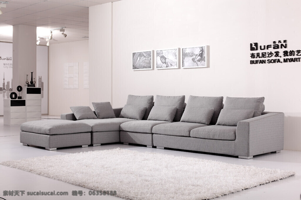 深色 布艺沙发 茶几 地毯 挂画 休闲沙发 家居装饰素材 室内设计