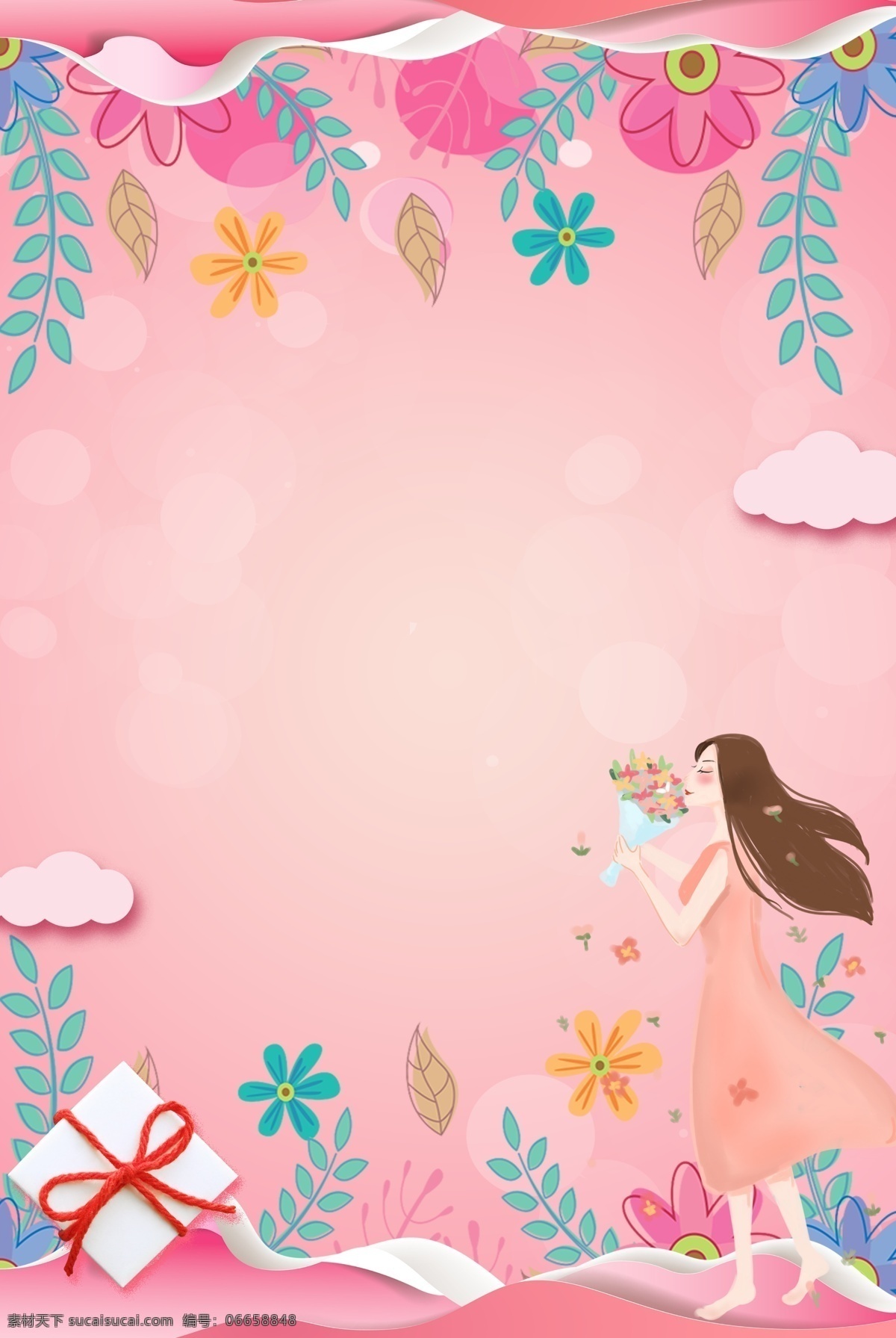 简约 花卉 女神 节 合成 背景 女神节 女生节 妇女节 花朵 粉色 唯美 花瓣 创意