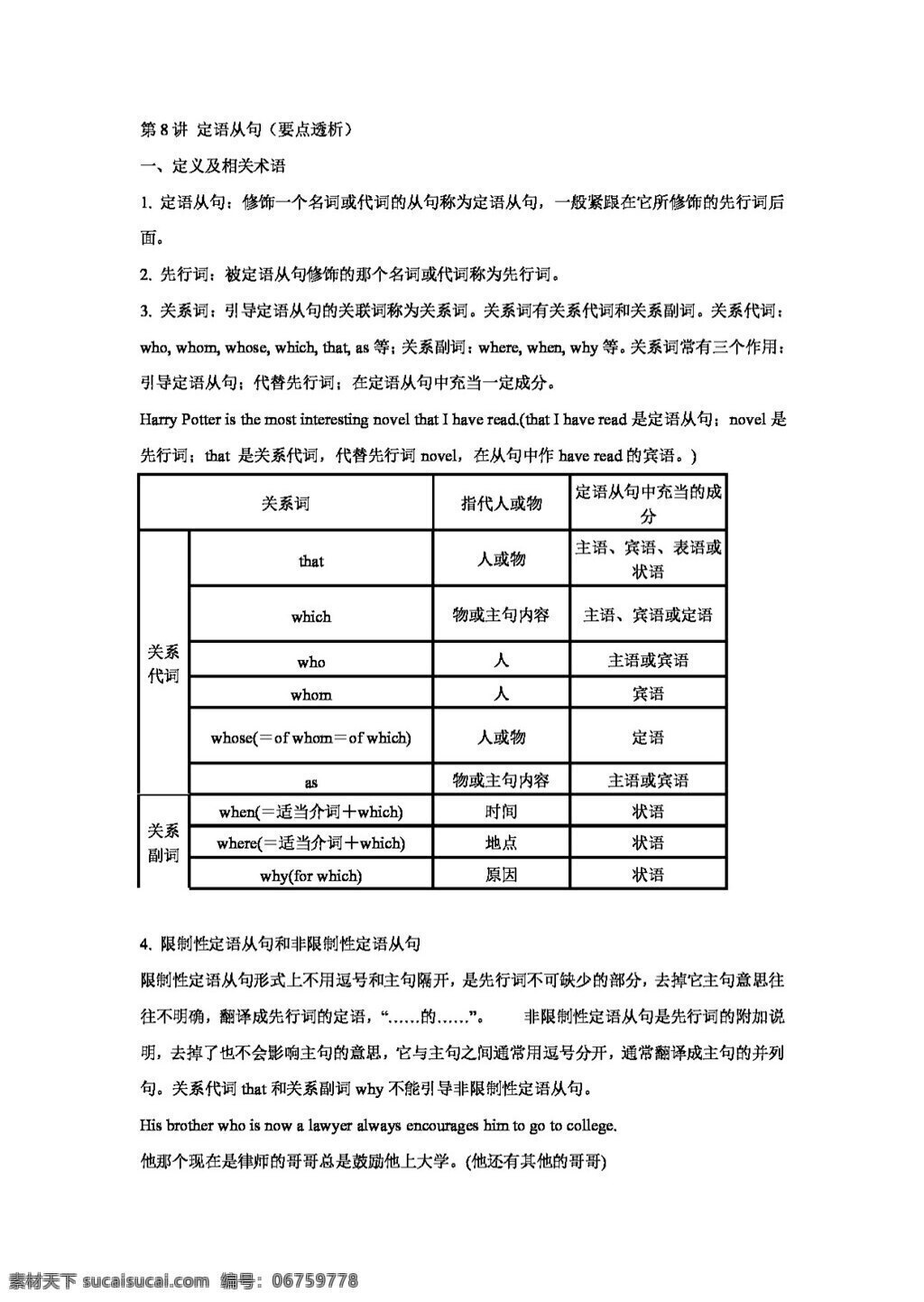 高考 专区 英语 高三 语法 部分 第8讲 定语从句 高考专区 学案