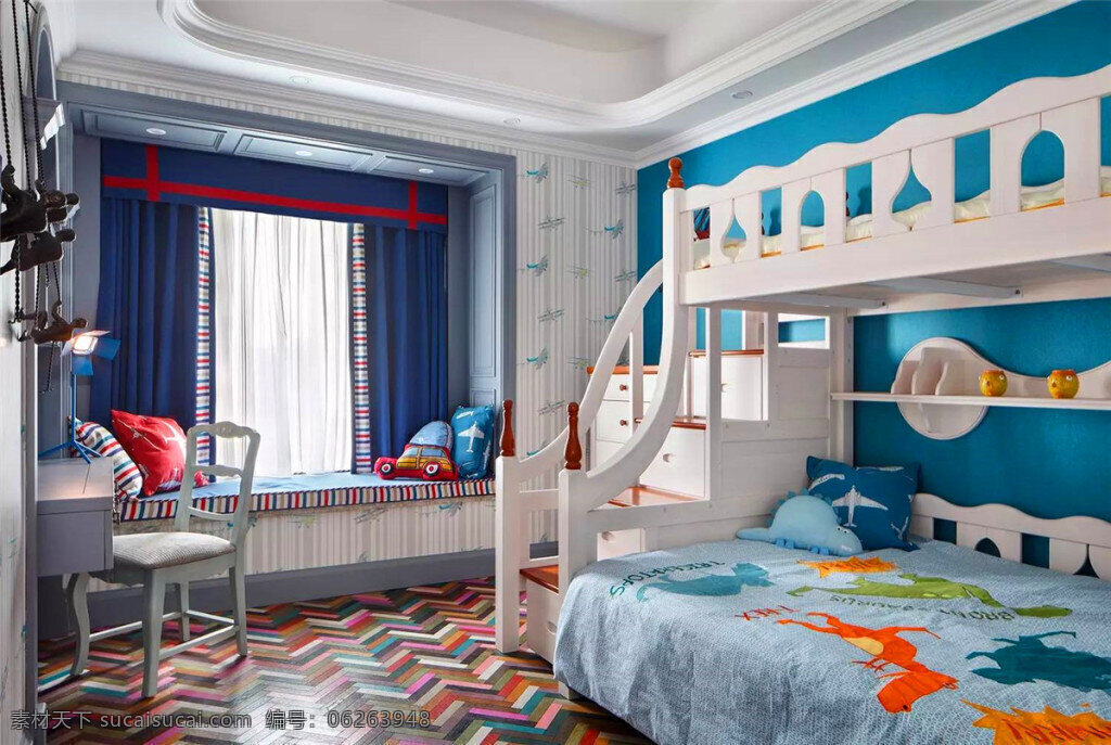 现代 简约 可爱 风格 儿童 房 装修 效果图 高清大图 可爱风格 室内设计 卧室装修