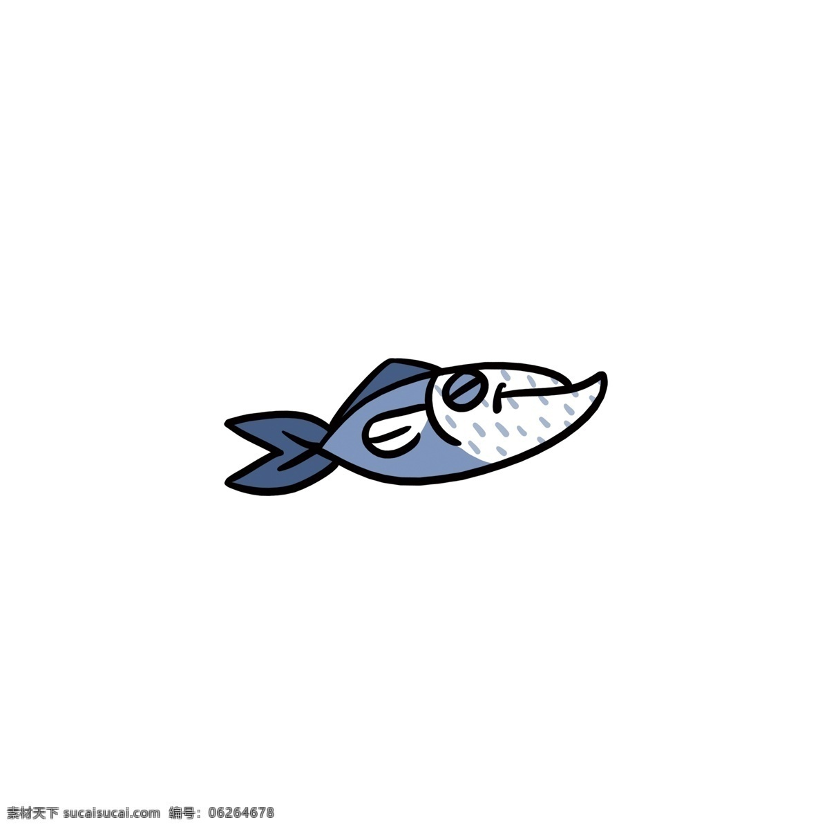 可爱 卡通 夏天 鱼 手绘 食物 图标 元素 蓝色 q版 设计元素 原创