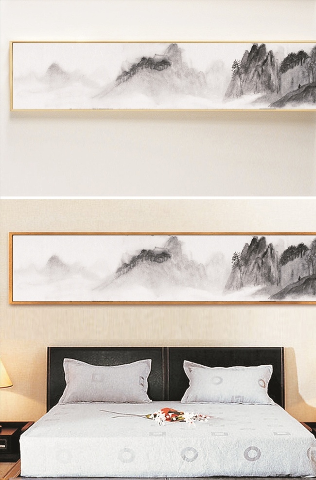 中国 风 黑白 水墨 装饰画 无框画 壁画 水墨背景 背景素材 新中式挂画 工装 客厅 环境设计