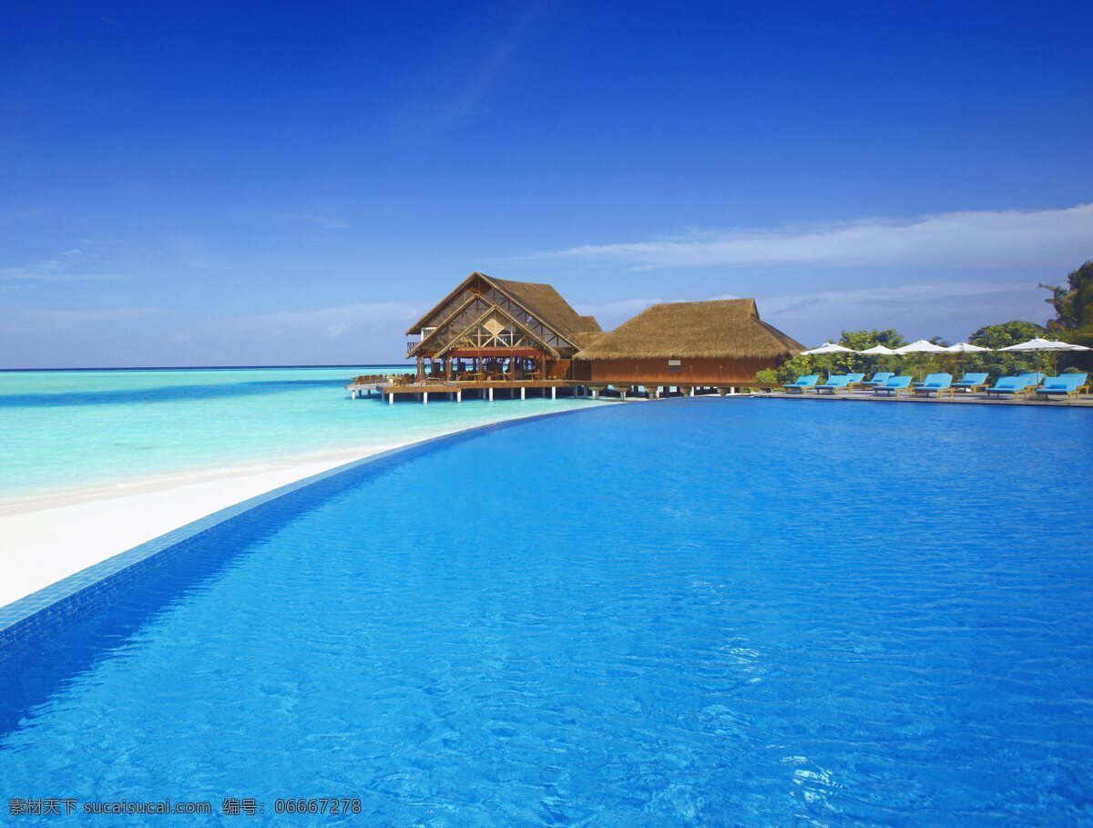 马尔代夫水屋 马尔代夫 草屋 海水 大海 天空 自然风光 水屋 国外旅游 旅游摄影