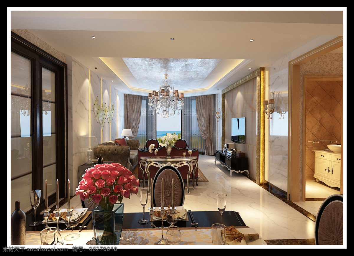 后现代 花卉 环境设计 客厅 欧式 欧式客厅 沙发 设计素材 模板下载 混搭 银箔 室内设计 家居装饰素材