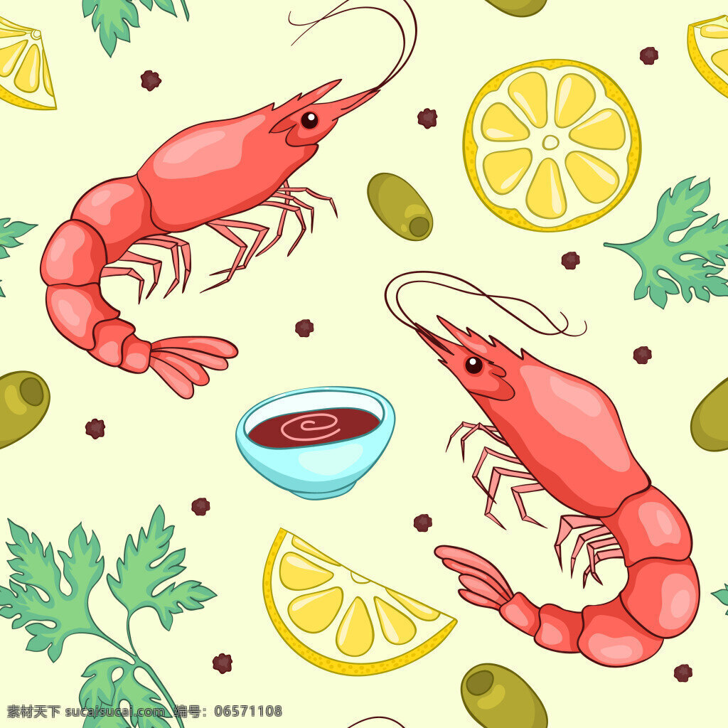 美食 大虾 海鲜 矢量 背景 海鲜美食 卡片 卡通背景 食物 泰式美食