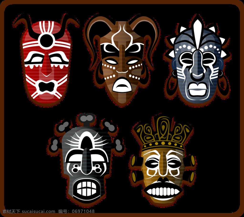 部落 面具 非洲 文化 trbal 部落的 插画集