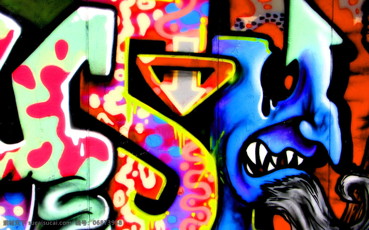 街头 涂鸦 彩色 抽象 街头涂鸦 魔鬼 字母 艳丽 文化艺术 矢量图 艺术字