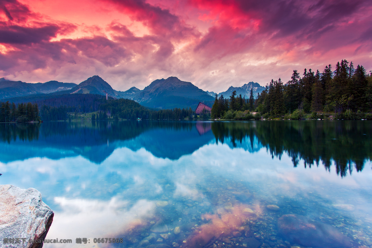 湖泊 清澈 晚霞 宁静 美景 自然 高山 静谧 阳光 日出 夕阳 黄昏 梦幻 唯美 风景 木船 美丽自然 自然景观 山水风景