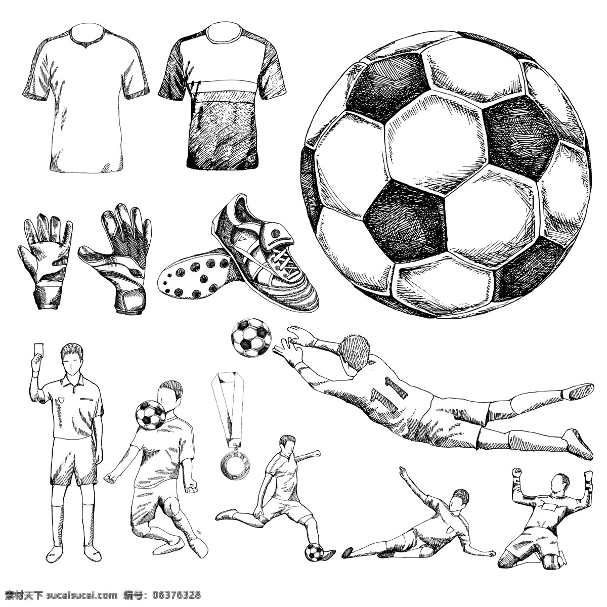 裁判 奖牌 插图 矢量图 守门员 人物 足球 手套 球鞋 球服 足球手 球员 白色