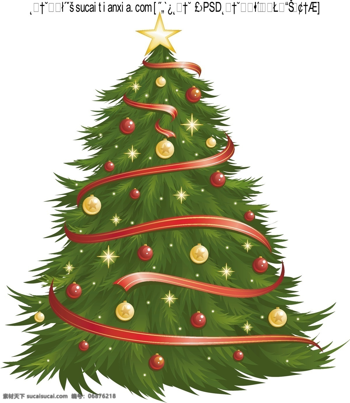 灯光 闪烁 圣诞树 矢量 挂饰 圣诞节装饰 丝带 星星 灯光闪烁 节日素材 其他节日