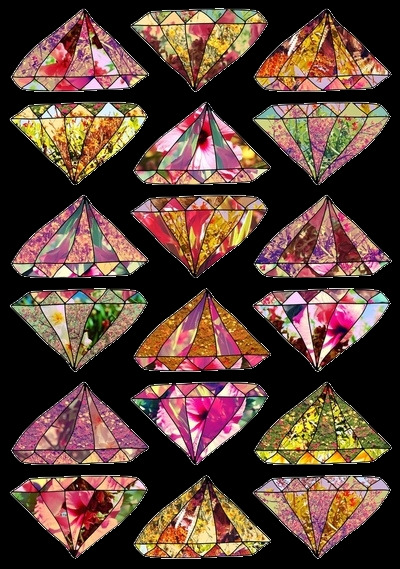 组 手绘 钻石 元素 珠宝 奢华 彩色 装饰 花色 切割