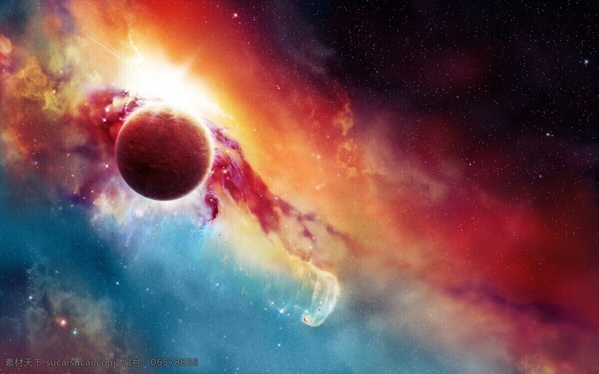 宇宙 爆炸 星球 太阳 光摄 空间力量 外星 毁灭 星空 红色 蓝色 自然景观
