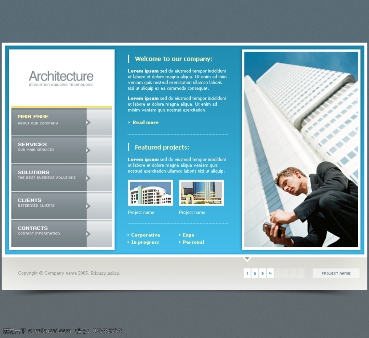 蓝色 商业 合作 网站设计 模板 it 科技 设计模板 网页 网站 网页素材 网页模板