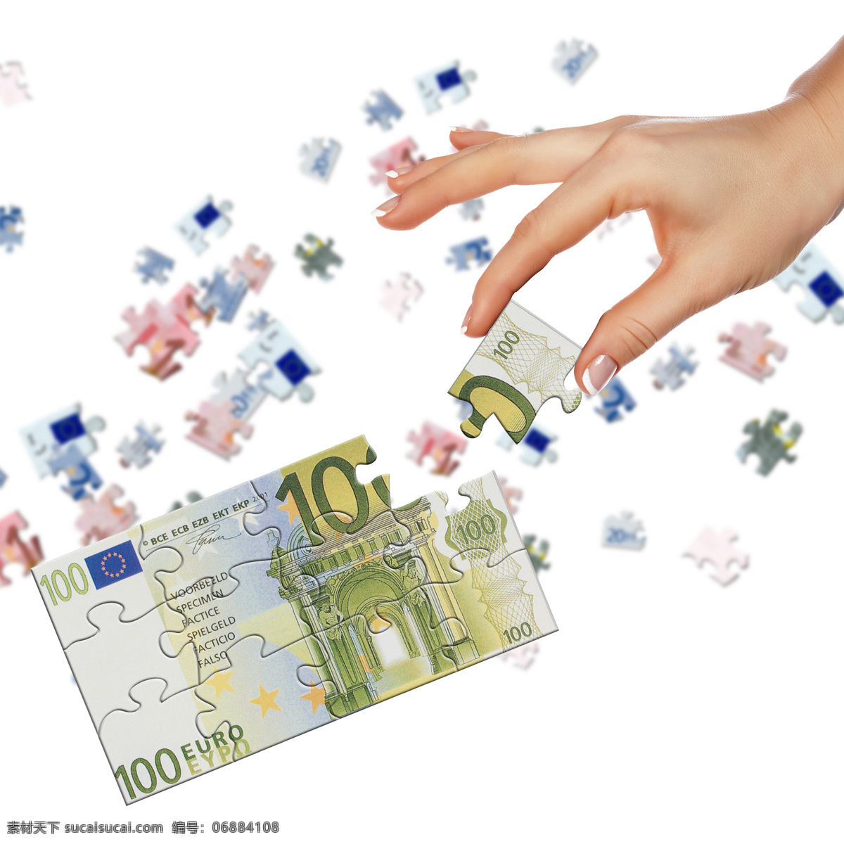 欧元 拼图 手部 特写 欧元拼图 手势 拿着 玩具 金融 商业 智力拼图 高清图片 金融货币 商务金融