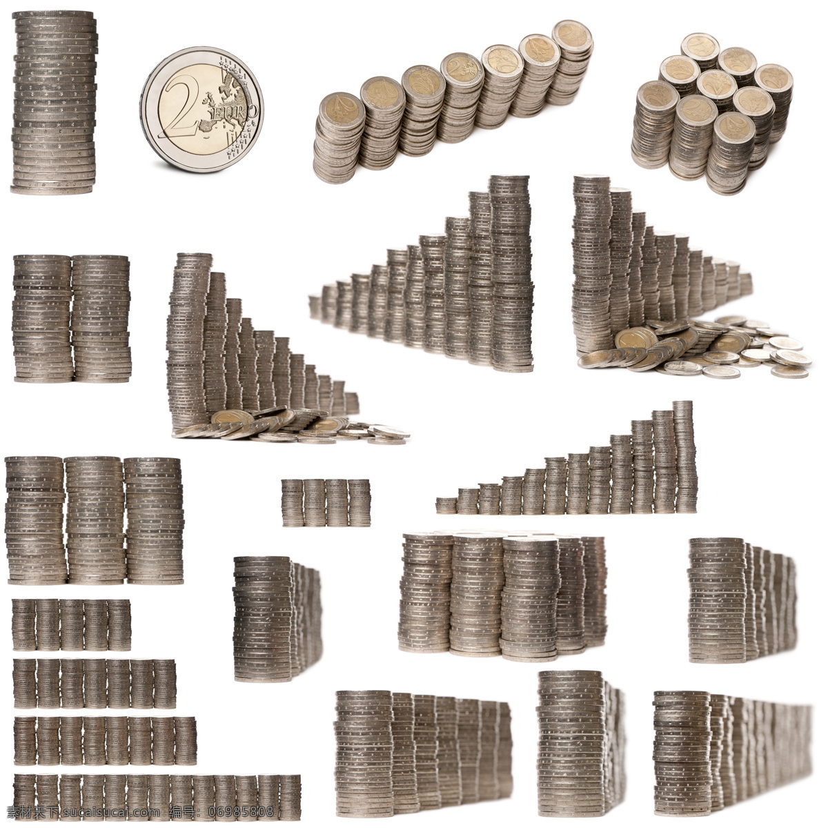 欧元 硬币 金融货币 钱 金钱 重叠 财富 特写 摄影图 高清图片 商务金融