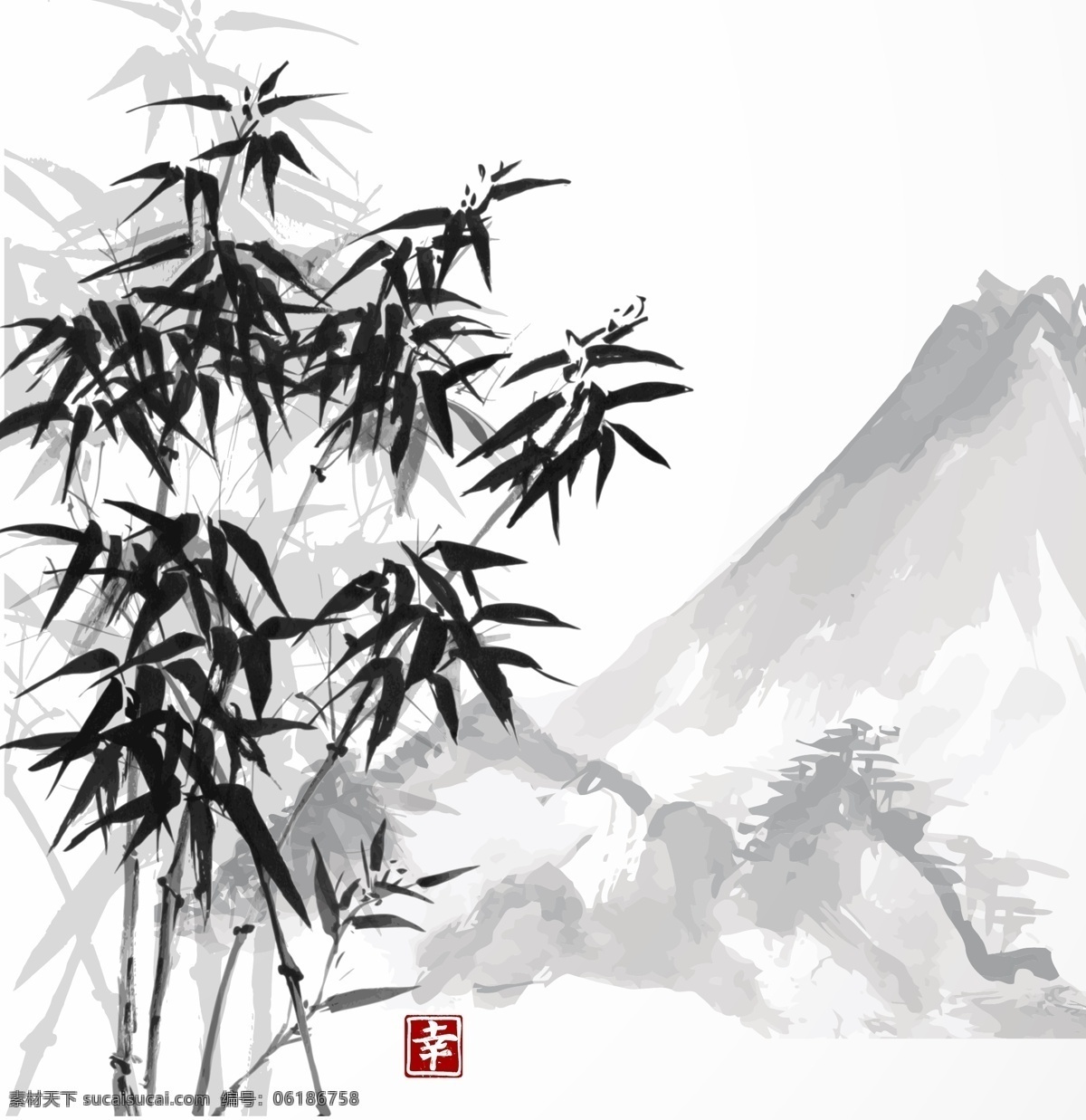 竹子 中国风竹子 中国风元素 中国风背景 水墨竹子 竹子元素 水墨竹子背景 矢量
