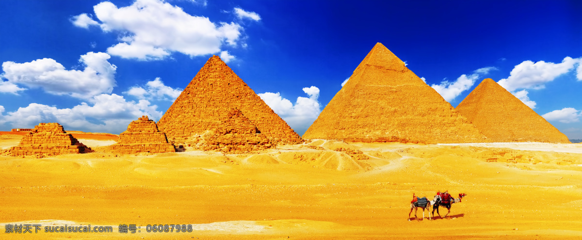 蓝天 下 金字塔 骆驼 世界八大奇迹 古埃及 蓝天白云 埃及金字塔 风景图片
