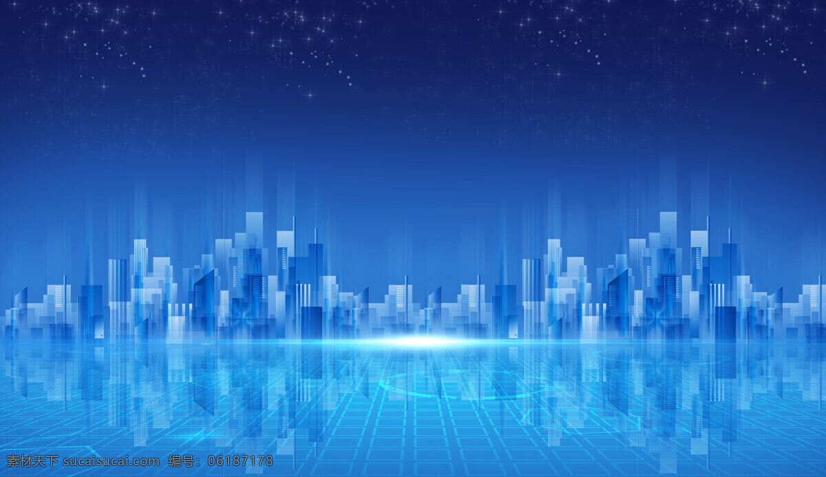 蓝色城市背景 蓝色 城市 背景 大气 科技 地产 签到 年会 背景素材