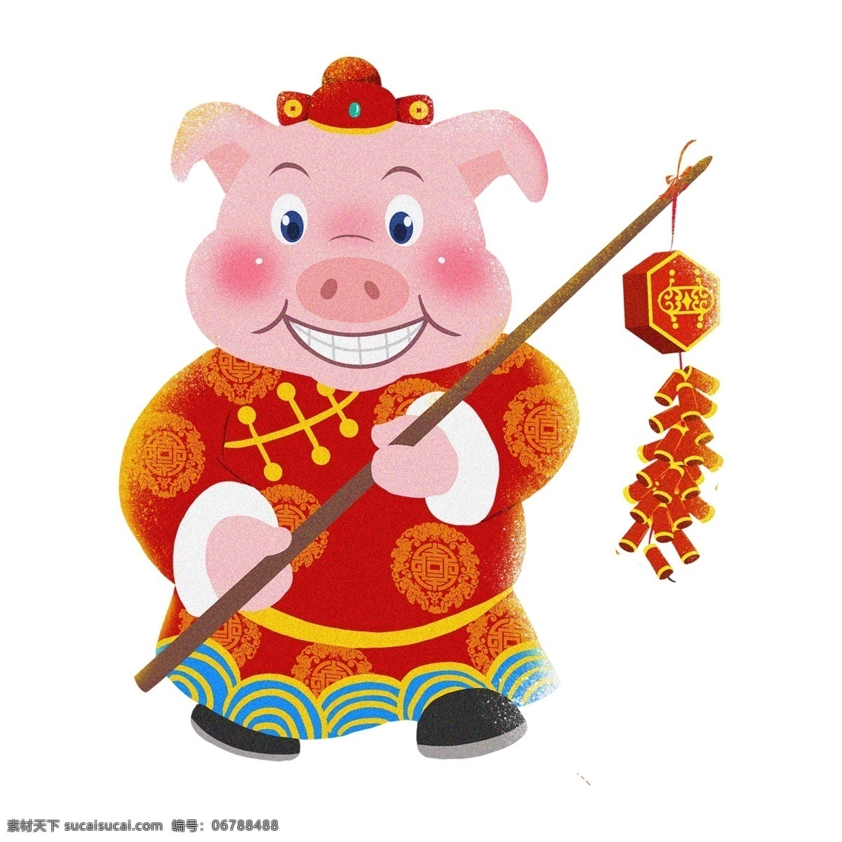 手绘 卡通 金 猪 装饰 金猪 可爱 喜庆 猪年 猪猪 免抠元素