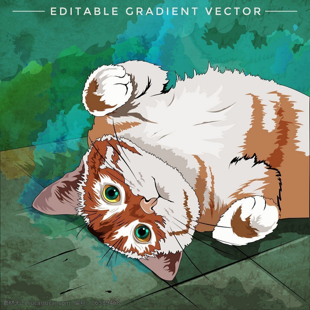 地板上的猫咪 卡通动物 动物 矢量素材 矢量图 小猫 地板 可爱