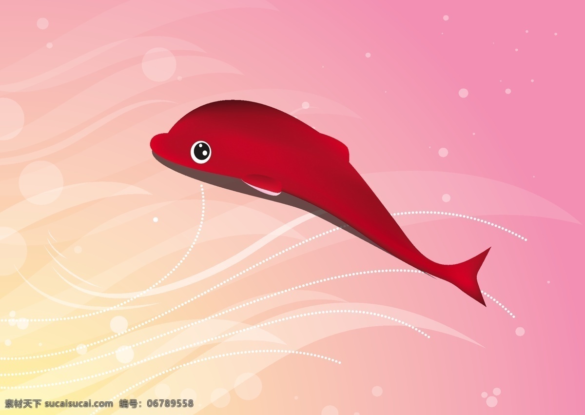 红色小海豚 海豚 小海豚 红色 背景 底纹 海洋生物 生物世界 矢量
