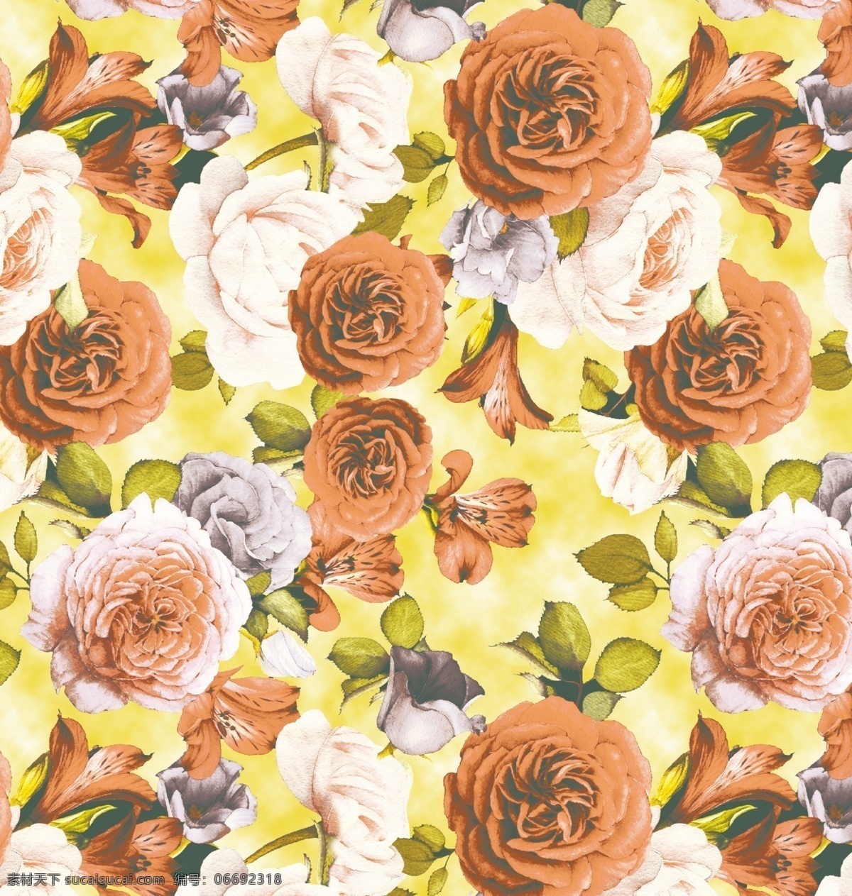 黄 底 红花 数码 印花 数码印花 服装设计图案 鞋材设计图案 印花花型 黄底红花 粉色花朵 黄底花朵图案